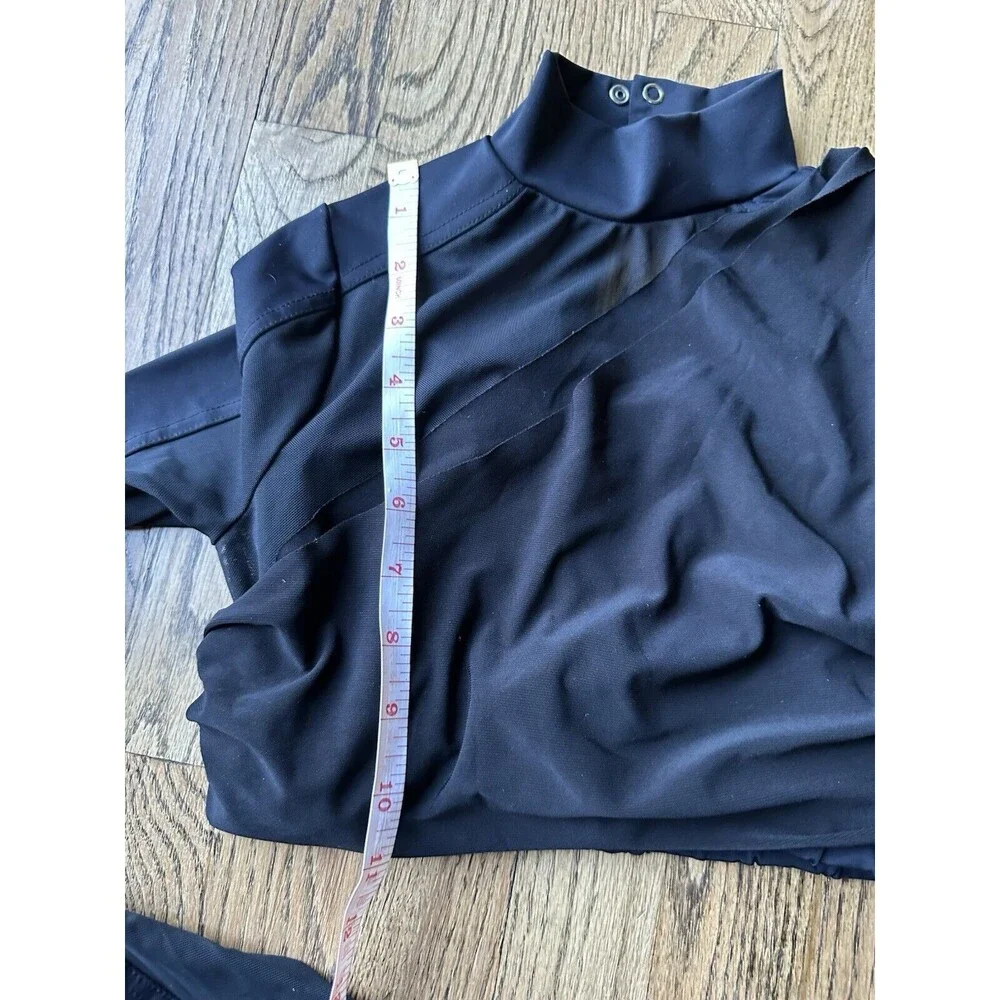 Balera Girls Shirred Long Sleeve‎ Black Dance Top Costume MT11825 Size LC EUC